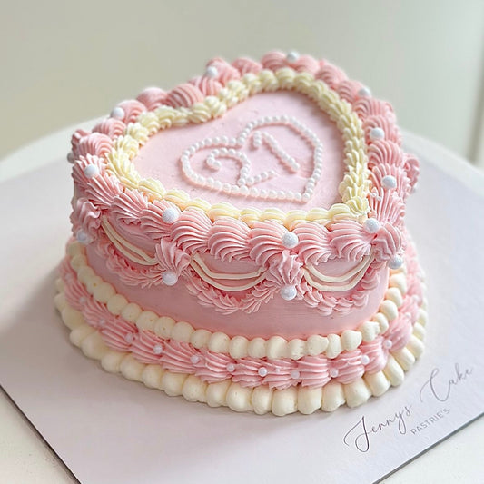 Heart pink pearl cake